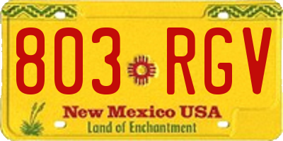 NM license plate 803RGV