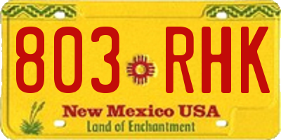 NM license plate 803RHK