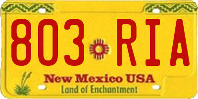 NM license plate 803RIA