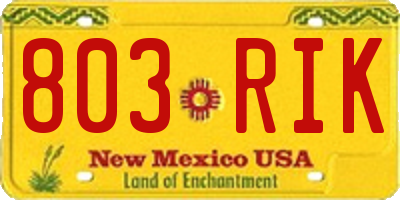 NM license plate 803RIK