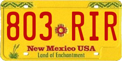 NM license plate 803RIR