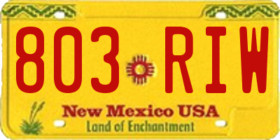 NM license plate 803RIW