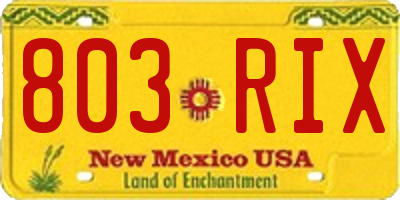 NM license plate 803RIX