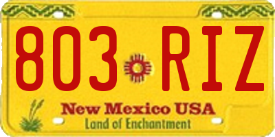 NM license plate 803RIZ