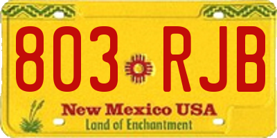 NM license plate 803RJB
