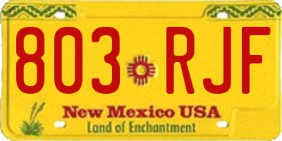 NM license plate 803RJF