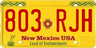 NM license plate 803RJH
