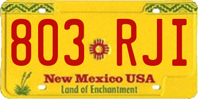 NM license plate 803RJI