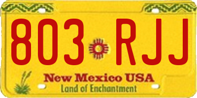 NM license plate 803RJJ