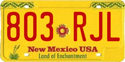 NM license plate 803RJL