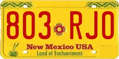 NM license plate 803RJO