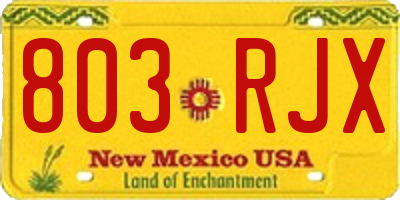 NM license plate 803RJX