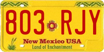 NM license plate 803RJY