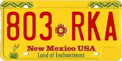 NM license plate 803RKA