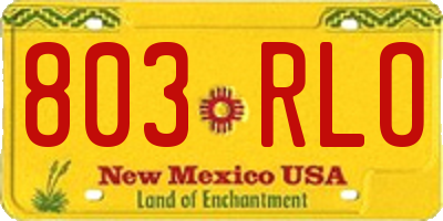 NM license plate 803RLO