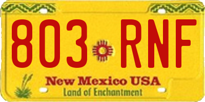 NM license plate 803RNF
