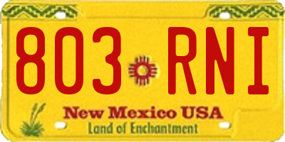 NM license plate 803RNI