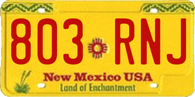 NM license plate 803RNJ