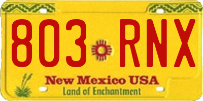 NM license plate 803RNX