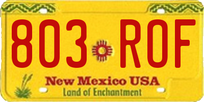NM license plate 803ROF
