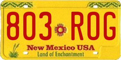 NM license plate 803ROG