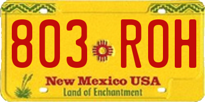 NM license plate 803ROH