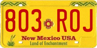 NM license plate 803ROJ