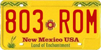 NM license plate 803ROM