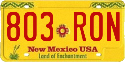 NM license plate 803RON