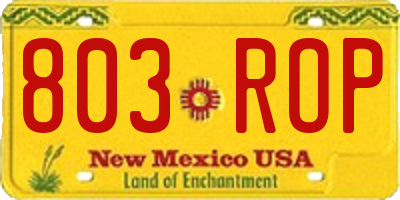 NM license plate 803ROP