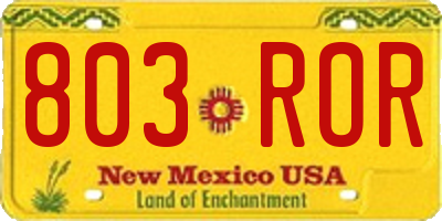 NM license plate 803ROR