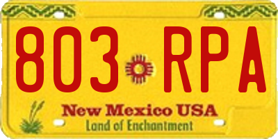 NM license plate 803RPA