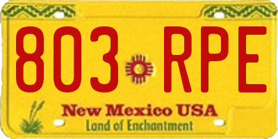 NM license plate 803RPE