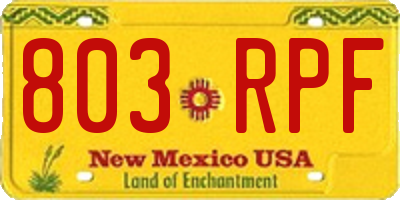 NM license plate 803RPF