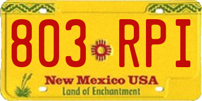 NM license plate 803RPI