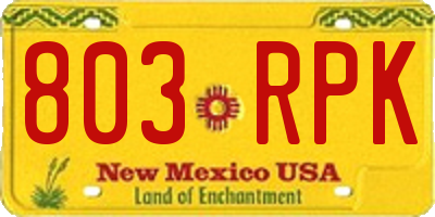 NM license plate 803RPK