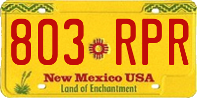 NM license plate 803RPR