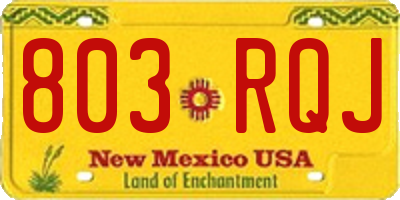 NM license plate 803RQJ