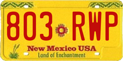 NM license plate 803RWP