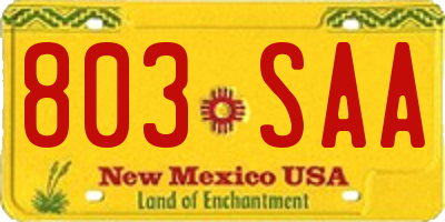 NM license plate 803SAA