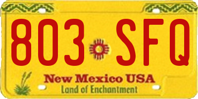 NM license plate 803SFQ