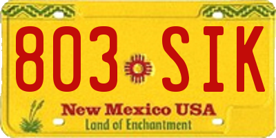 NM license plate 803SIK
