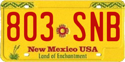NM license plate 803SNB