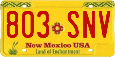 NM license plate 803SNV