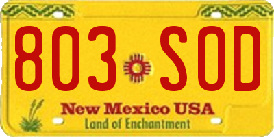 NM license plate 803SOD