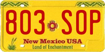 NM license plate 803SOP