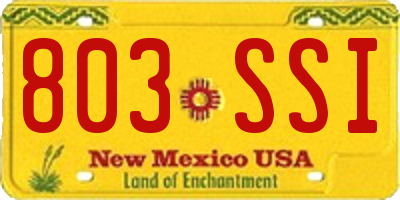 NM license plate 803SSI