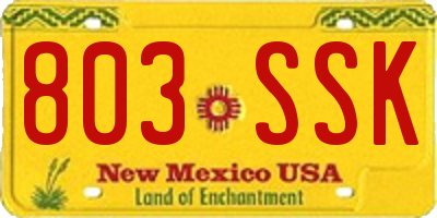 NM license plate 803SSK