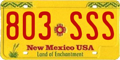 NM license plate 803SSS