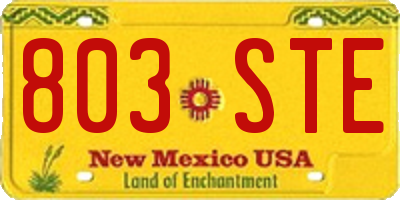 NM license plate 803STE